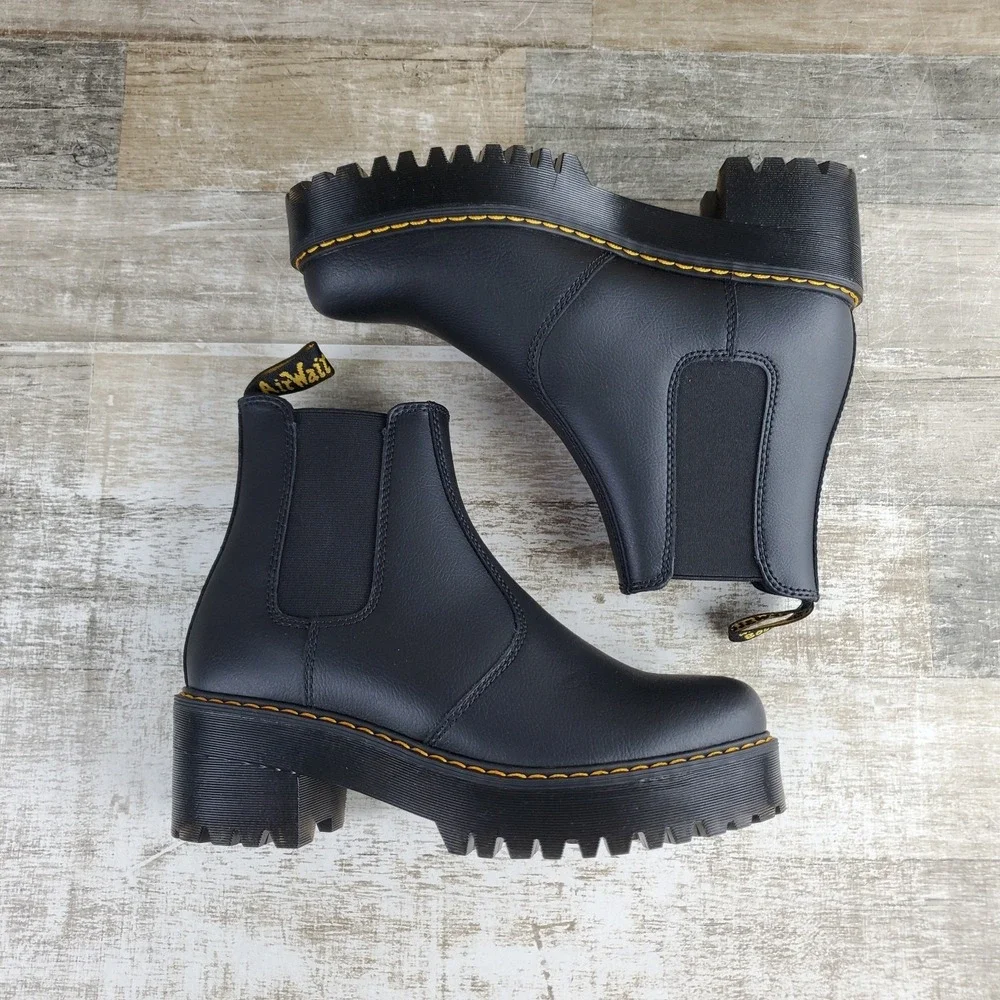 Dr. Martens Athena Sanguine Womens Chelsea Boot Sz 8 Black Leather Platform Sole